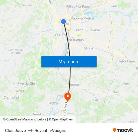 Clos Jouve to Reventin-Vaugris map