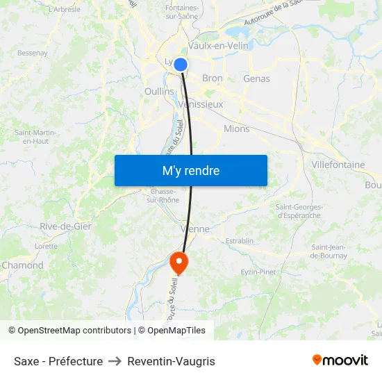 Saxe - Préfecture to Reventin-Vaugris map