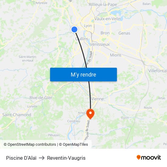 Piscine D'Alaï to Reventin-Vaugris map
