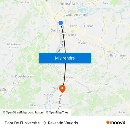 Pont De L'Université to Reventin-Vaugris map