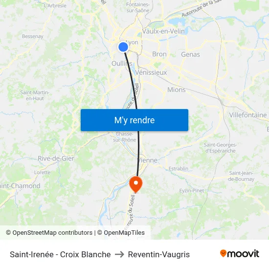 Saint-Irenée - Croix Blanche to Reventin-Vaugris map