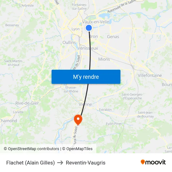 Flachet (Alain Gilles) to Reventin-Vaugris map