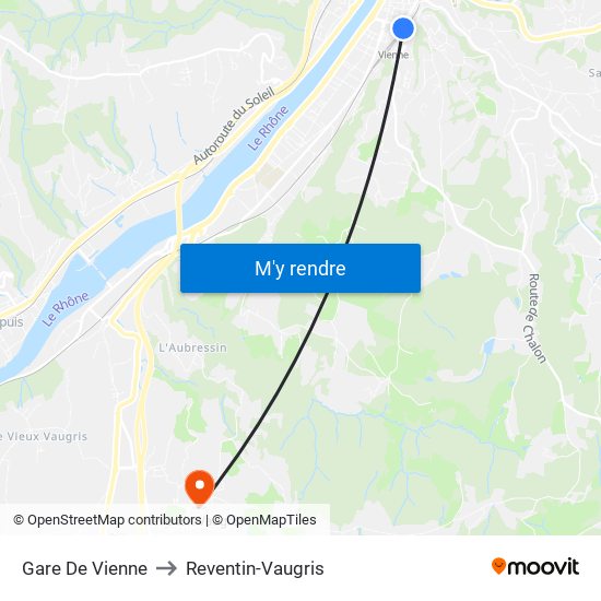 Gare De Vienne to Reventin-Vaugris map