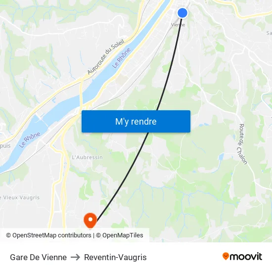 Gare De Vienne to Reventin-Vaugris map
