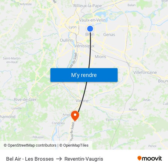 Bel Air - Les Brosses to Reventin-Vaugris map