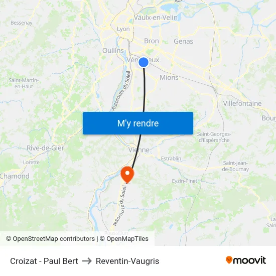 Croizat - Paul Bert to Reventin-Vaugris map
