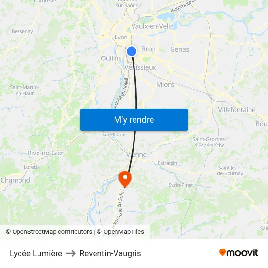Lycée Lumière to Reventin-Vaugris map