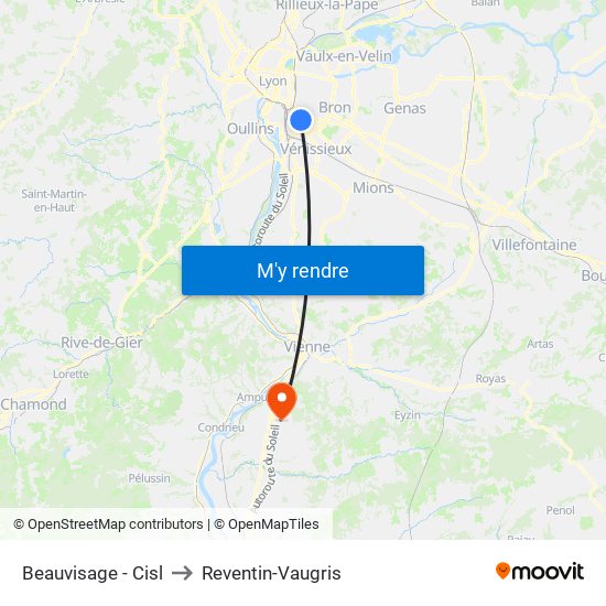Beauvisage - Cisl to Reventin-Vaugris map