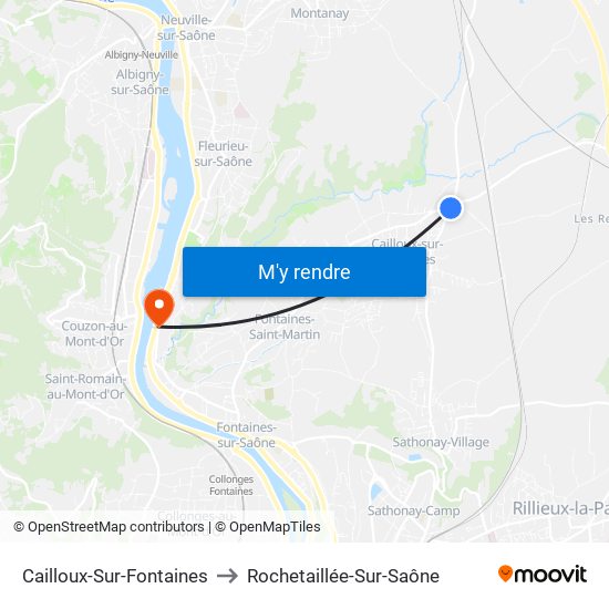 Cailloux-Sur-Fontaines to Rochetaillée-Sur-Saône map