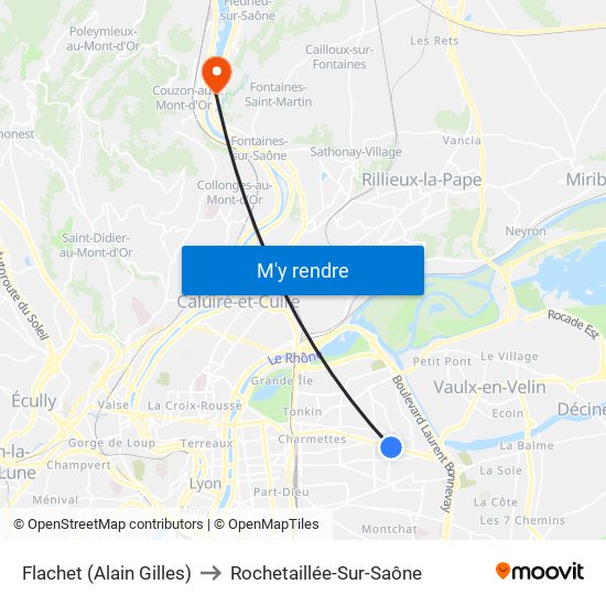 Flachet (Alain Gilles) to Rochetaillée-Sur-Saône map