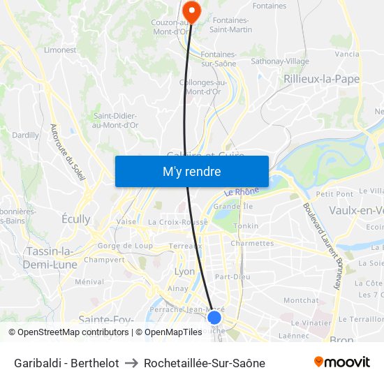 Garibaldi - Berthelot to Rochetaillée-Sur-Saône map