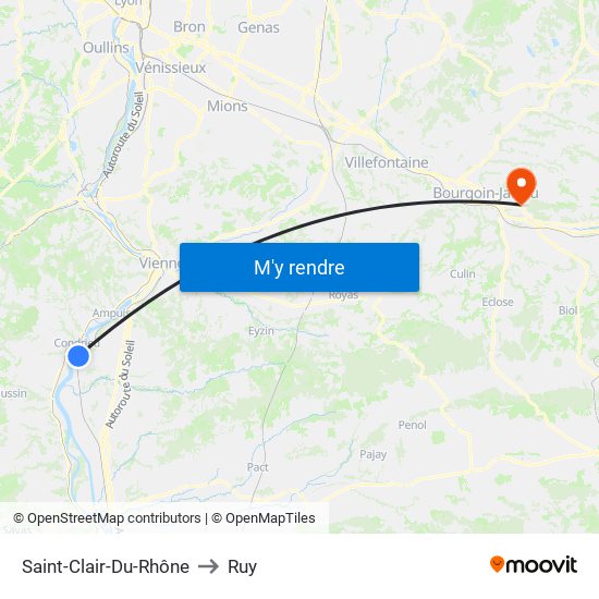 Saint-Clair-Du-Rhône to Ruy map