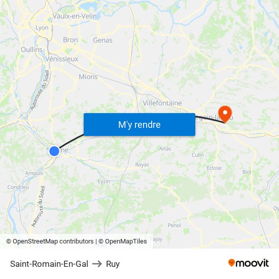 Saint-Romain-En-Gal to Ruy map