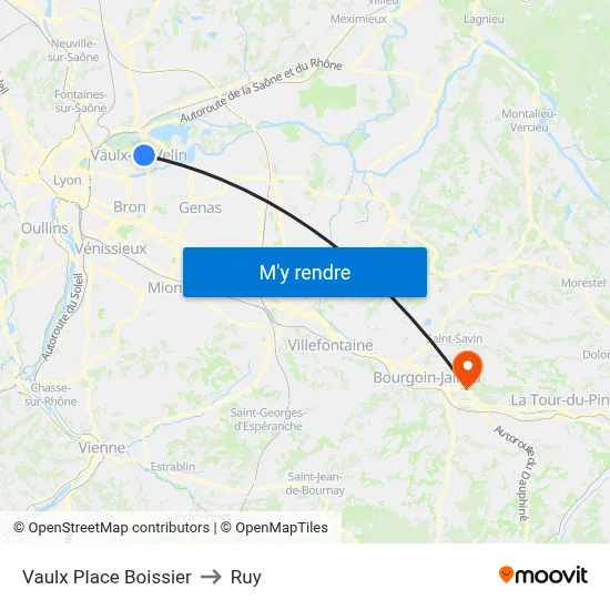 Vaulx Place Boissier to Ruy map
