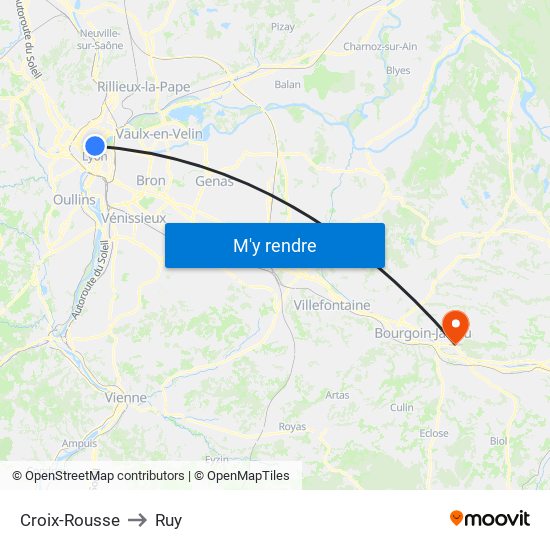 Croix-Rousse to Ruy map