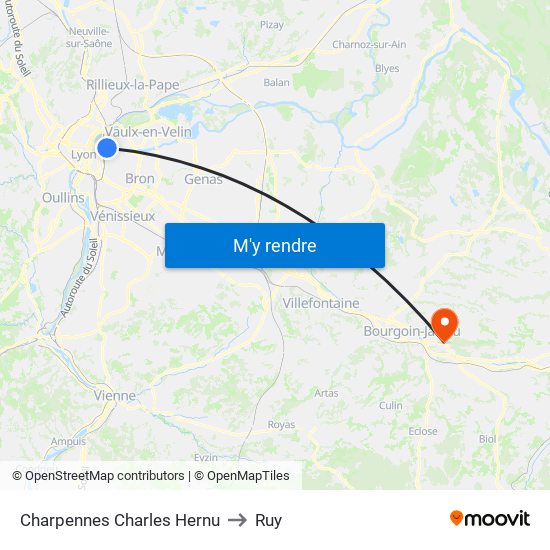 Charpennes Charles Hernu to Ruy map