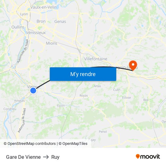 Gare De Vienne to Ruy map