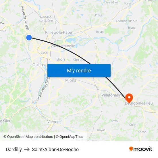 Dardilly to Saint-Alban-De-Roche map