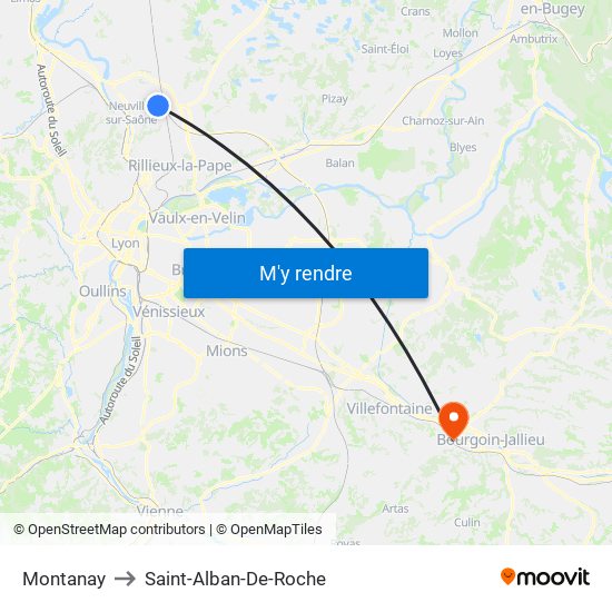 Montanay to Saint-Alban-De-Roche map