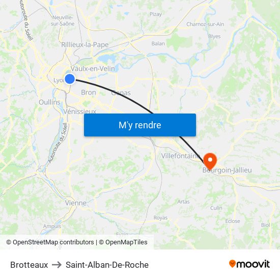 Brotteaux to Saint-Alban-De-Roche map