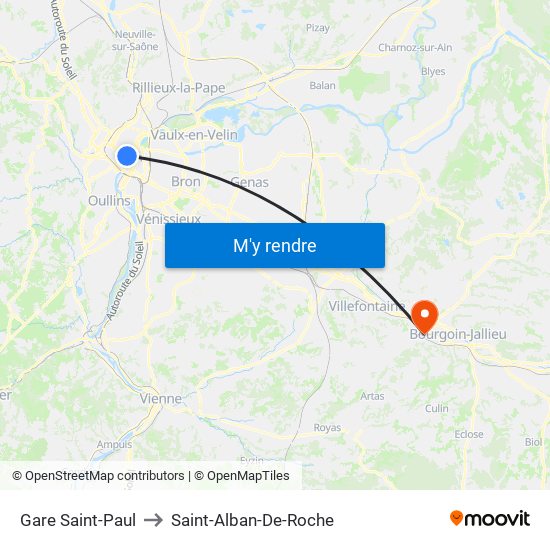 Gare Saint-Paul to Saint-Alban-De-Roche map