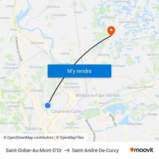 Saint-Didier-Au-Mont-D'Or to Saint-André-De-Corcy map