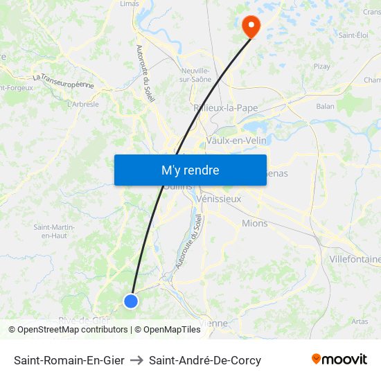 Saint-Romain-En-Gier to Saint-André-De-Corcy map