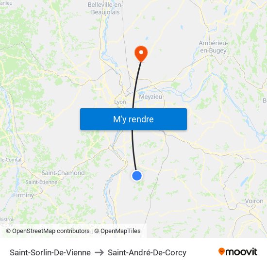 Saint-Sorlin-De-Vienne to Saint-André-De-Corcy map