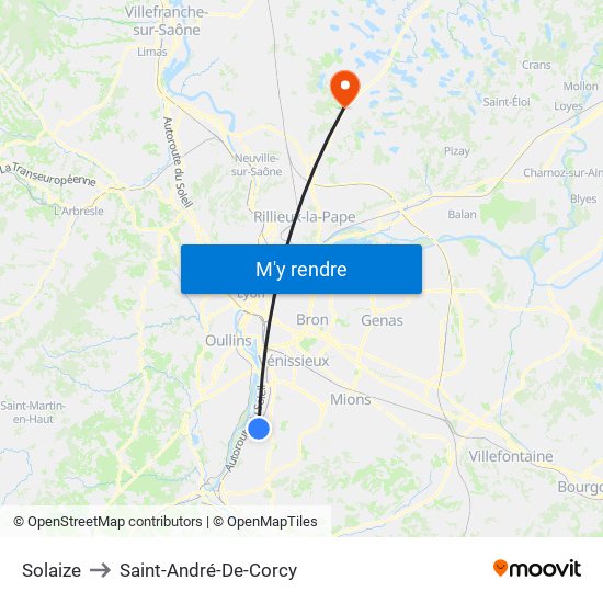 Solaize to Saint-André-De-Corcy map