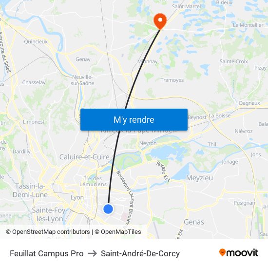 Feuillat Campus Pro to Saint-André-De-Corcy map