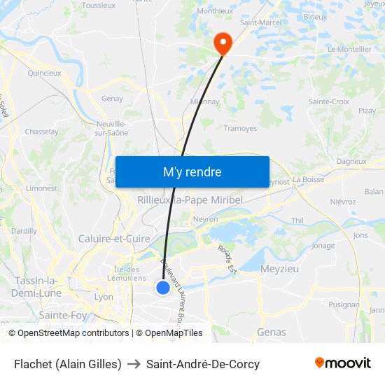Flachet (Alain Gilles) to Saint-André-De-Corcy map