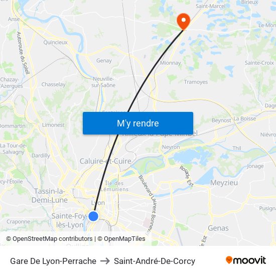 Gare De Lyon-Perrache to Saint-André-De-Corcy map