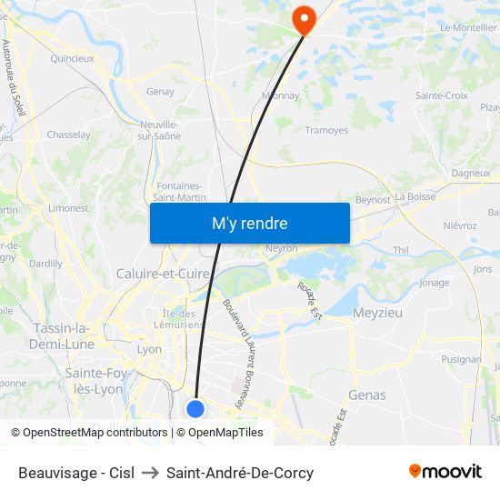 Beauvisage - Cisl to Saint-André-De-Corcy map