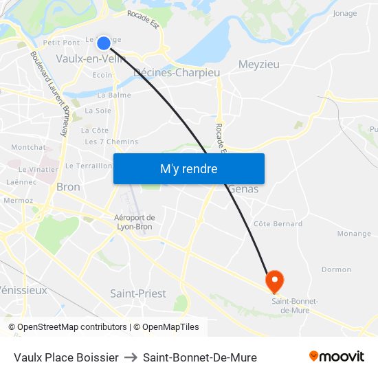 Vaulx Place Boissier to Saint-Bonnet-De-Mure map