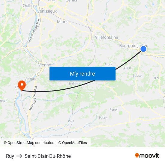 Ruy to Saint-Clair-Du-Rhône map