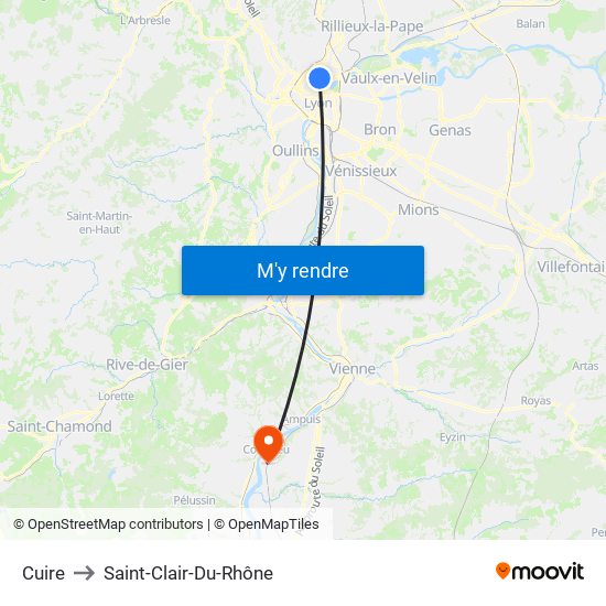 Cuire to Saint-Clair-Du-Rhône map