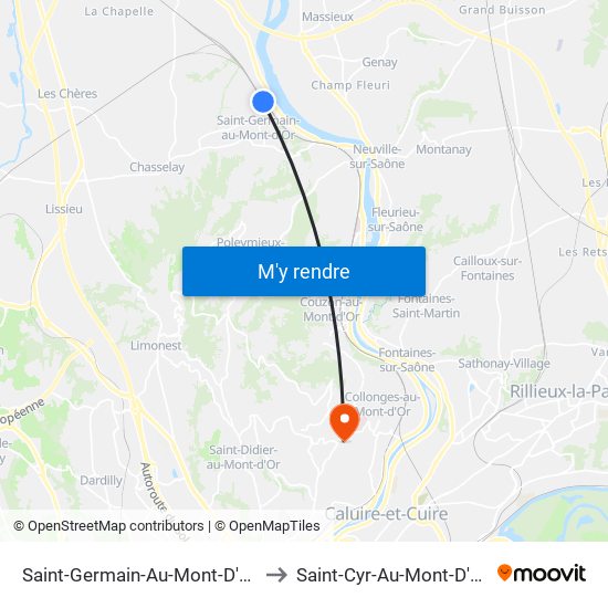 Saint-Germain-Au-Mont-D'Or to Saint-Cyr-Au-Mont-D'Or map