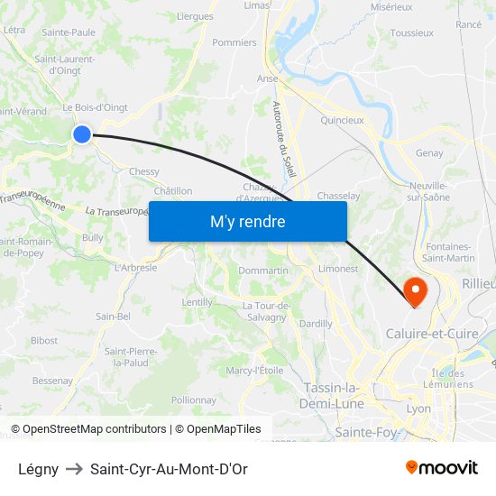 Légny to Saint-Cyr-Au-Mont-D'Or map