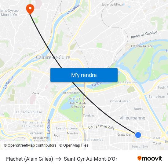 Flachet (Alain Gilles) to Saint-Cyr-Au-Mont-D'Or map