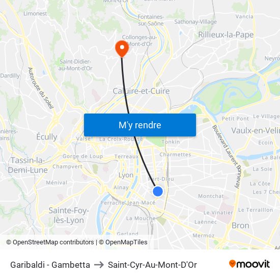 Garibaldi - Gambetta to Saint-Cyr-Au-Mont-D'Or map