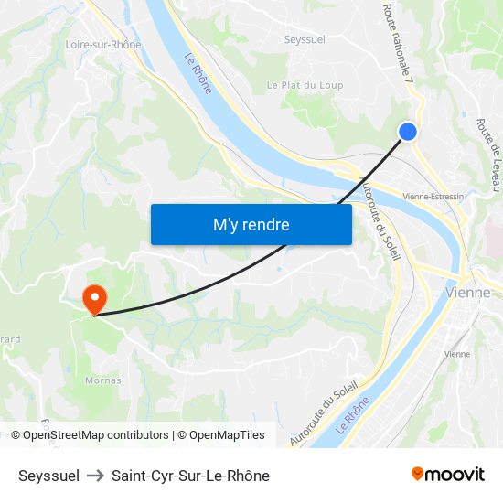 Seyssuel to Saint-Cyr-Sur-Le-Rhône map