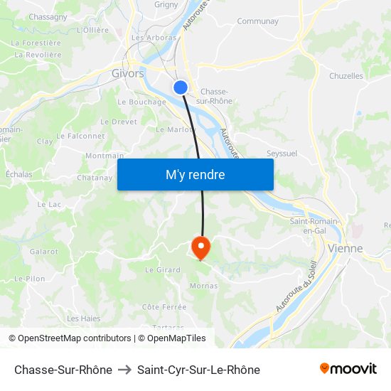Chasse-Sur-Rhône to Saint-Cyr-Sur-Le-Rhône map