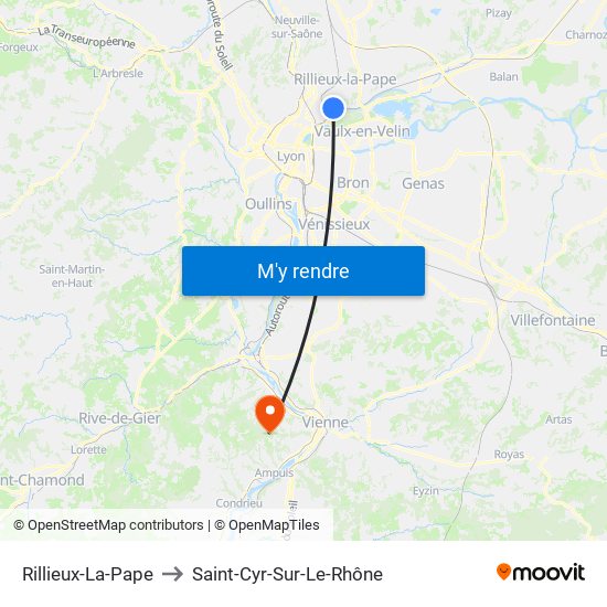 Rillieux-La-Pape to Saint-Cyr-Sur-Le-Rhône map