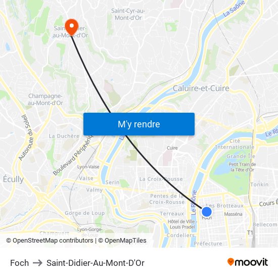 Foch to Saint-Didier-Au-Mont-D'Or map