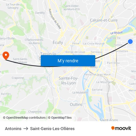 Antonins to Saint-Genis-Les-Ollières map
