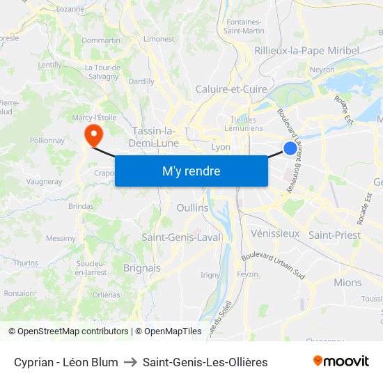 Cyprian - Léon Blum to Saint-Genis-Les-Ollières map