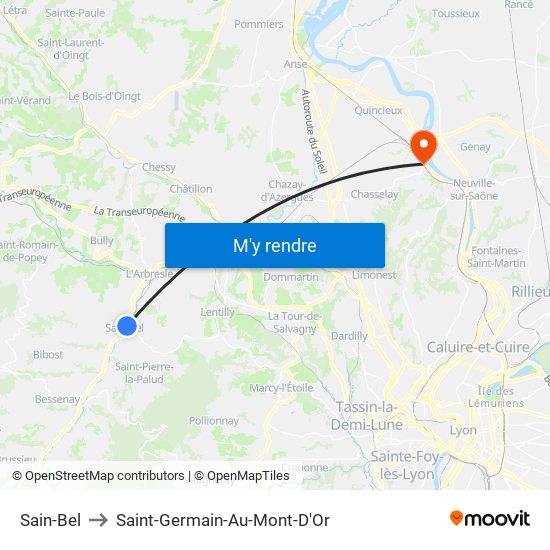 Sain-Bel to Saint-Germain-Au-Mont-D'Or map