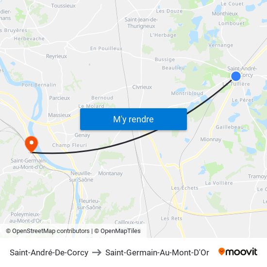 Saint-André-De-Corcy to Saint-Germain-Au-Mont-D'Or map