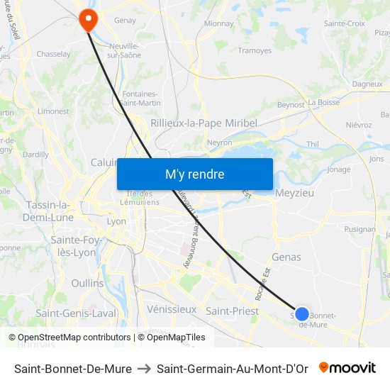 Saint-Bonnet-De-Mure to Saint-Germain-Au-Mont-D'Or map