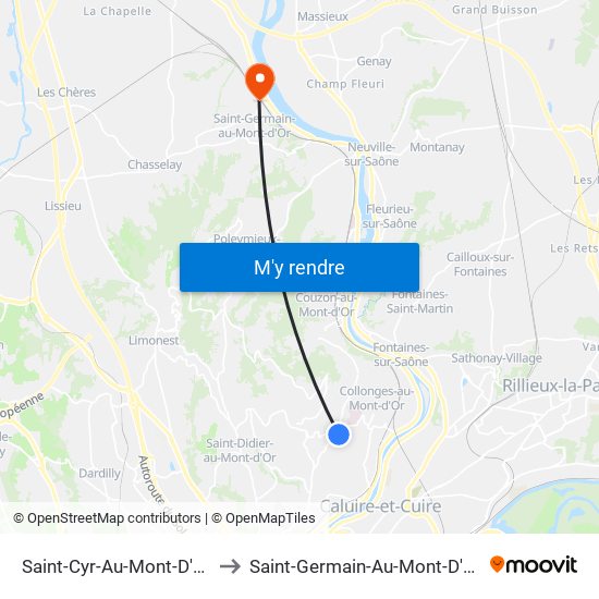 Saint-Cyr-Au-Mont-D'Or to Saint-Germain-Au-Mont-D'Or map